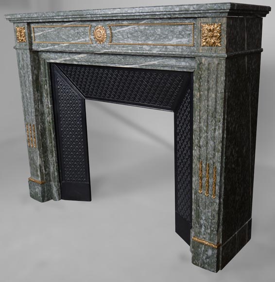 Louis XVI style mantel in green Estours marble-8