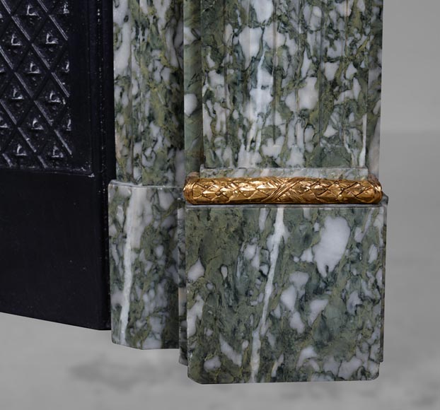 Louis XVI style mantel in green Estours marble-10