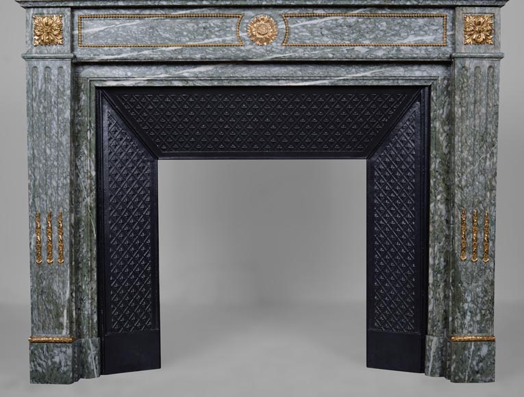 Louis XVI style mantel in green Estours marble-11