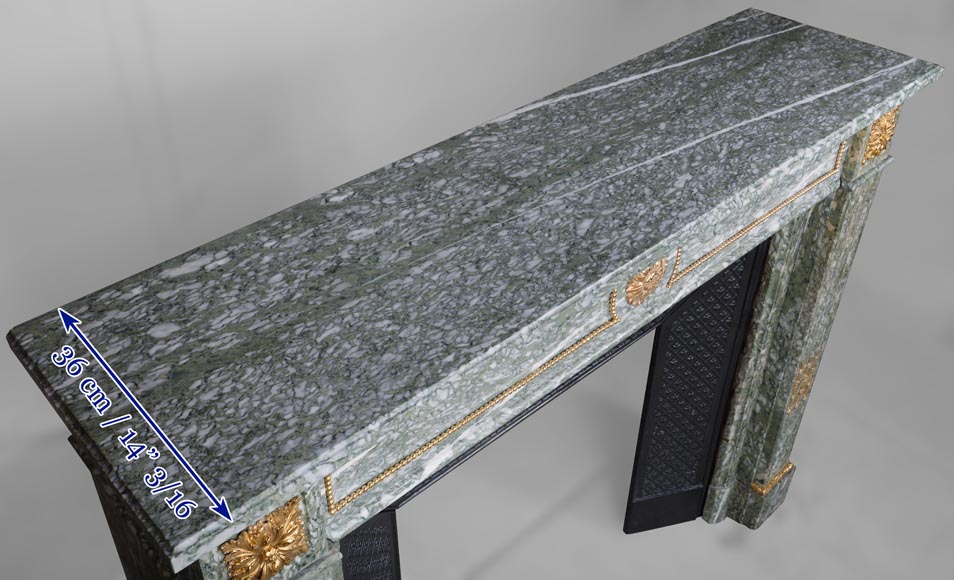 Louis XVI style mantel in green Estours marble-12