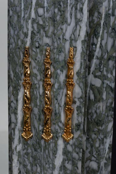 Louis XVI style mantel in vert d'Estours marble with gilded bronzes-4