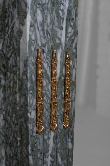 Louis XVI style mantel in vert d'Estours marble with gilded bronzes-7