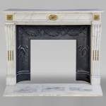 Louis XVI style mantel in semi-statuary Carrara marble