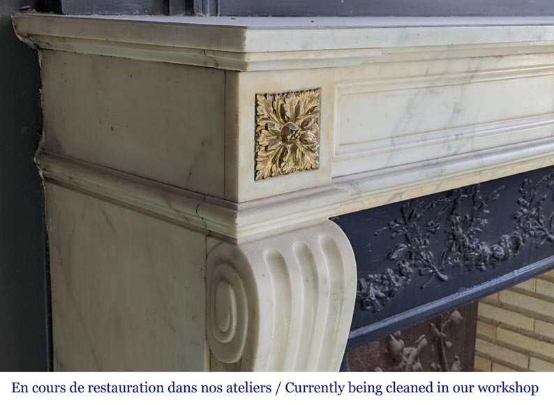 Louis XVI style mantel in semi-statuary Carrara marble-3