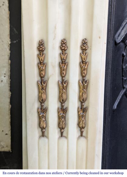 Louis XVI style mantel in semi-statuary Carrara marble-4