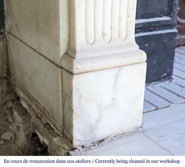 Louis XVI style mantel in semi-statuary Carrara marble-5