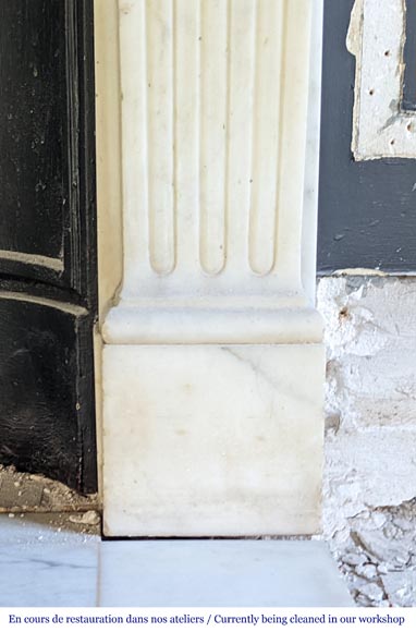 Louis XVI style mantel in semi-statuary Carrara marble-8