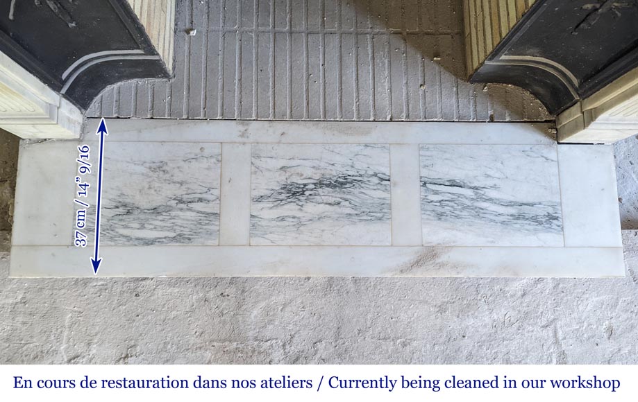 Louis XVI style mantel in semi-statuary Carrara marble-10