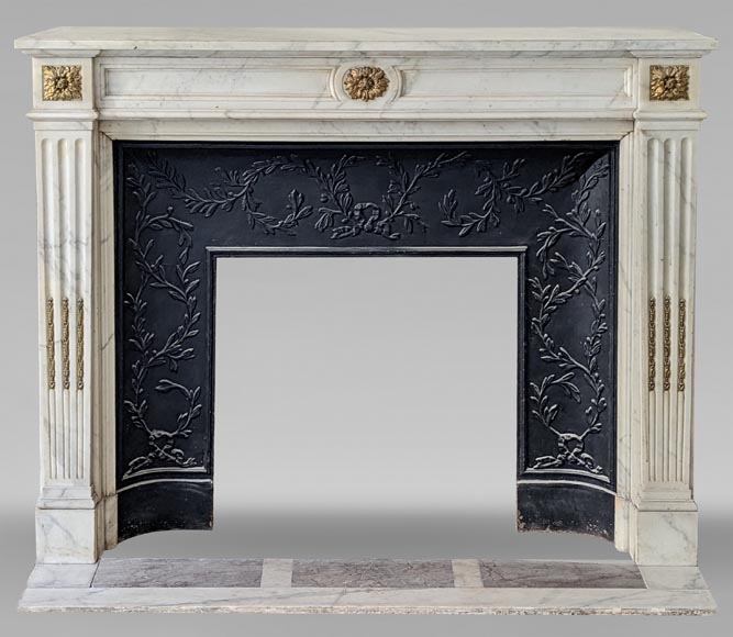Louis XVI style mantel in semi-statuary marble-0