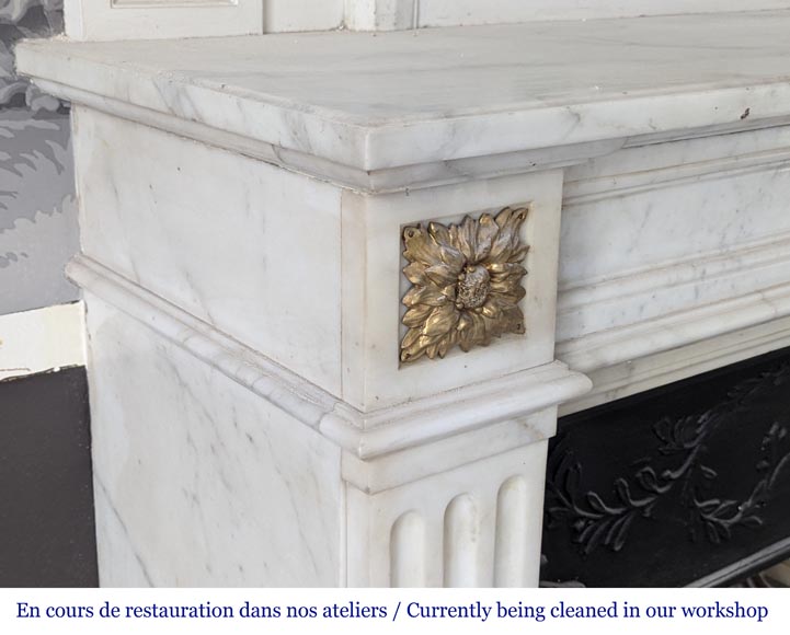 Louis XVI style mantel in semi-statuary marble-3