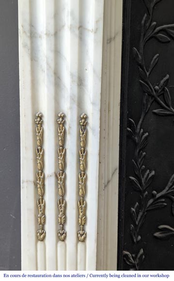 Louis XVI style mantel in semi-statuary marble-4