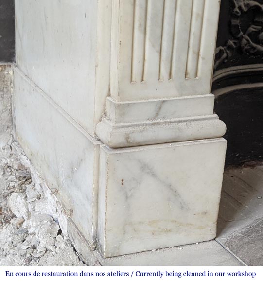 Louis XVI style mantel in semi-statuary marble-5