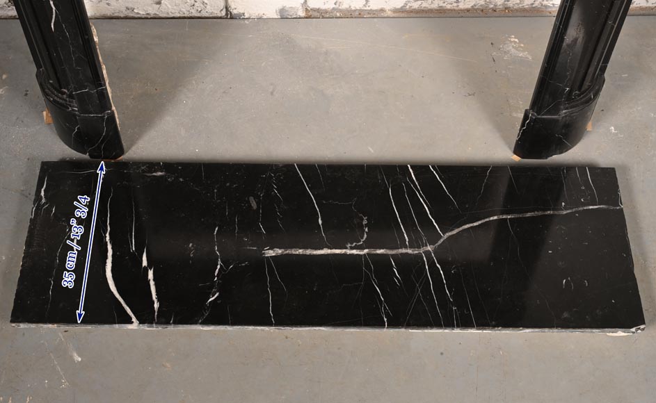 Louis XVI style chimney in Marquina marble with rounded corners-8