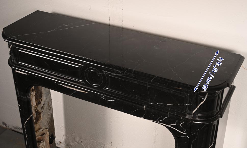 Louis XVI style chimney in Marquina marble with rounded corners-9