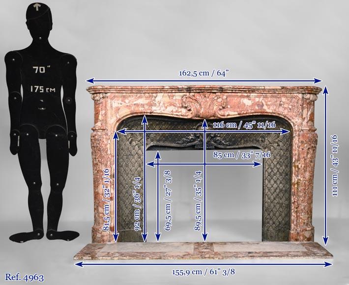 Louis XV style mantel in Breche de Montmeyan-14