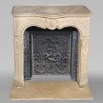 Small Louis XV style stone mantel, decorated with a palm leaf
