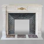 Carrara marble Louis XVI style mantel with crown of roses
