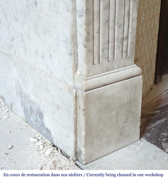 Carrara marble Louis XVI style mantel with crown of roses-5