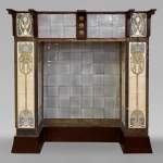 Art Deco ceramic and wood mantel