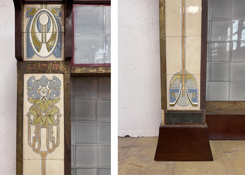 Art Deco ceramic and wood mantel-5