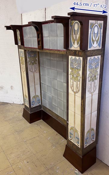 Art Deco ceramic and wood mantel-7