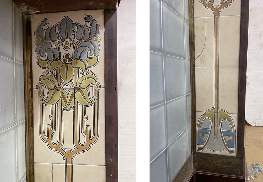Art Deco ceramic and wood mantel-9