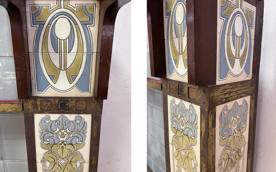 Art Deco ceramic and wood mantel-10