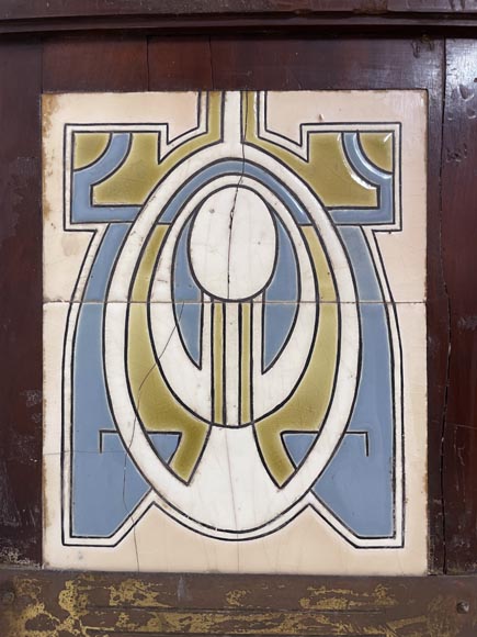 Art Deco ceramic and wood mantel-11