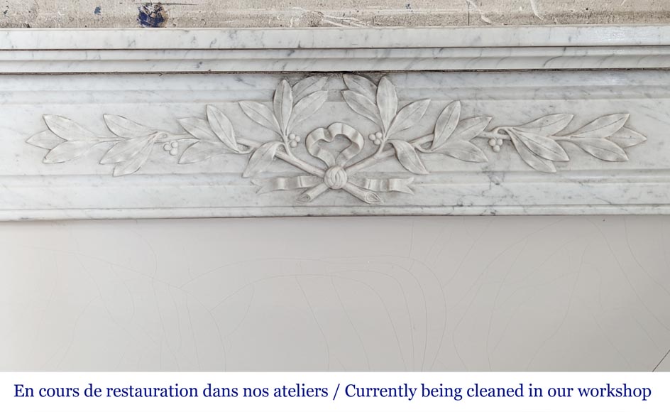 Louis XVI style mantel in Carrara marble-1