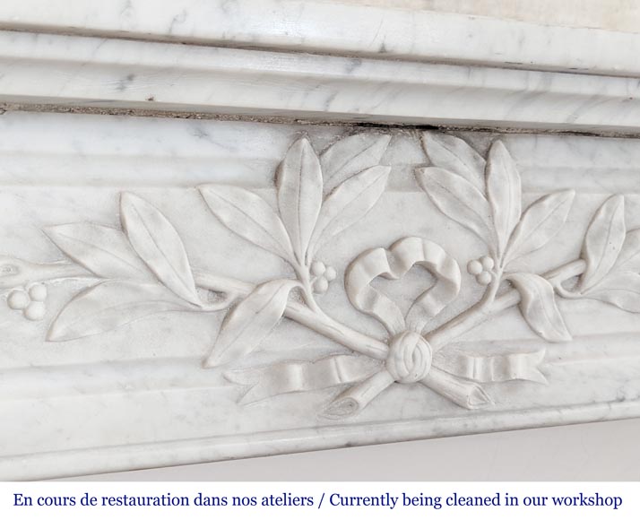 Louis XVI style mantel in Carrara marble-2