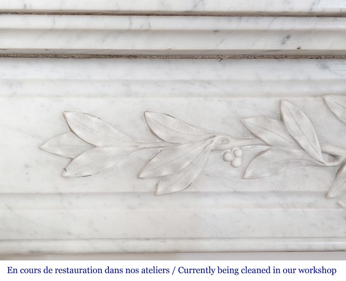 Louis XVI style mantel in Carrara marble-3