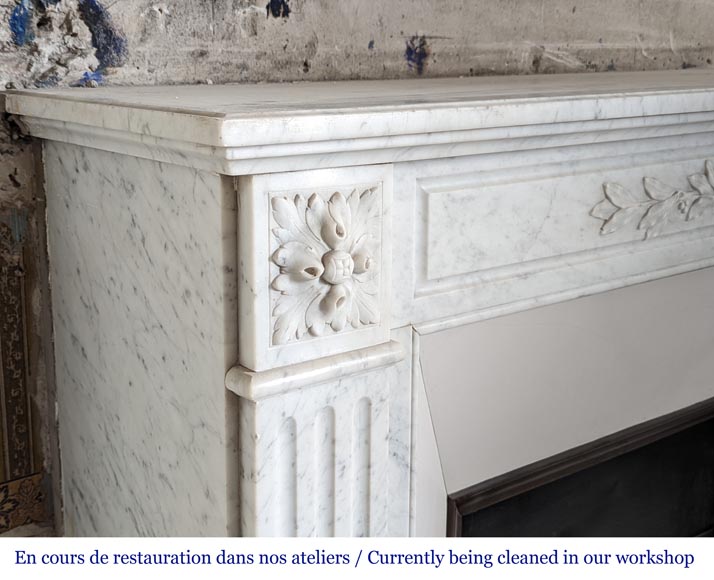Louis XVI style mantel in Carrara marble-5