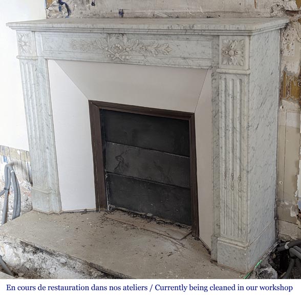 Louis XVI style mantel in Carrara marble-7
