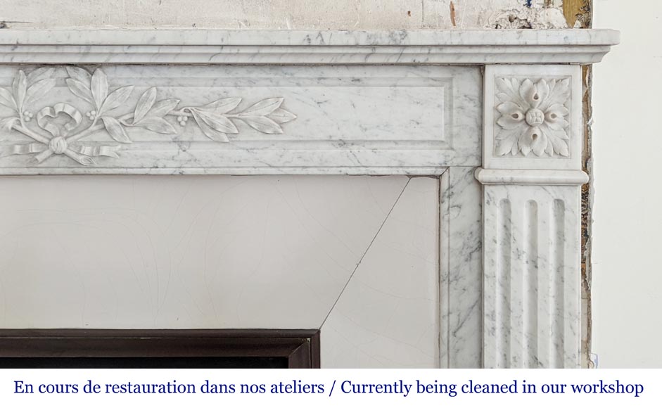 Louis XVI style mantel in Carrara marble-8