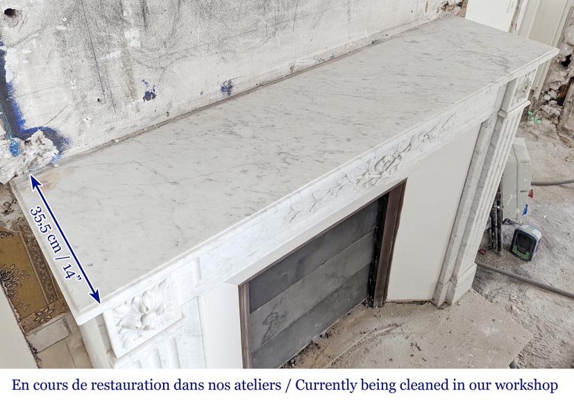 Louis XVI style mantel in Carrara marble-10