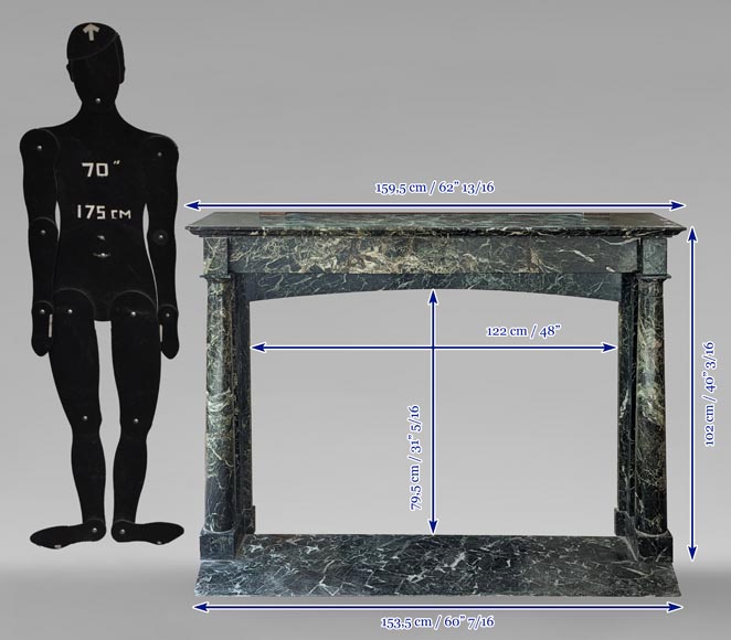 Empire style mantel in Sea Green marble with detached columns - Marble
