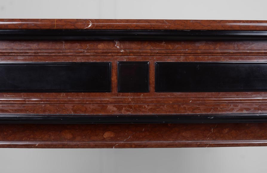 Napoleon III style mantel in red and black marble-1