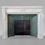 Carrara marble Louis XVI style mantel