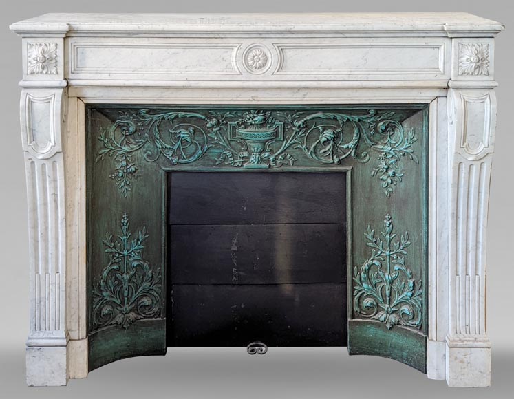 Carrara marble Louis XVI style mantel-0