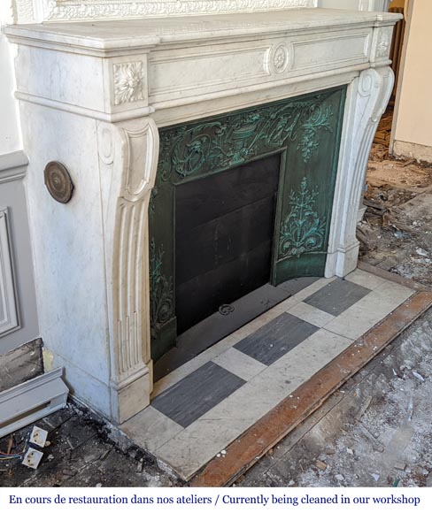 Carrara marble Louis XVI style mantel-2