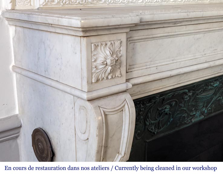 Carrara marble Louis XVI style mantel-3