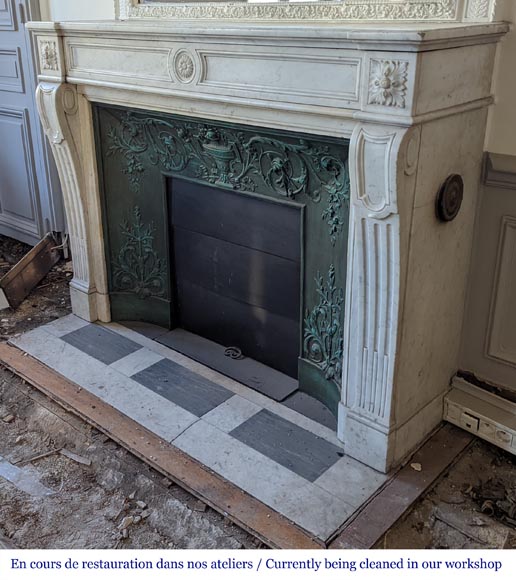 Carrara marble Louis XVI style mantel-5
