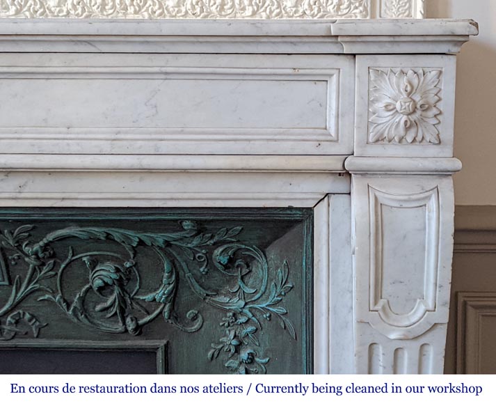 Carrara marble Louis XVI style mantel-6