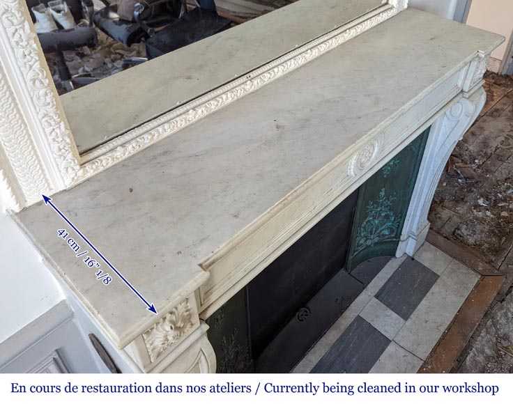 Carrara marble Louis XVI style mantel-8