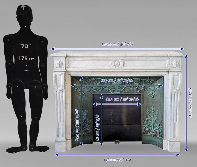 Carrara marble Louis XVI style mantel-9