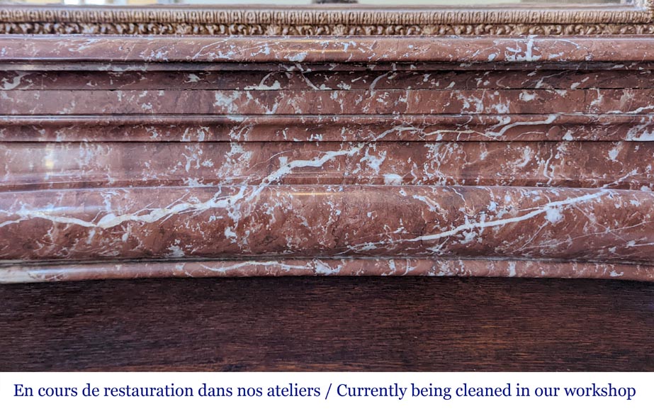 Louis XIV style mantel in Red marble from the North-1