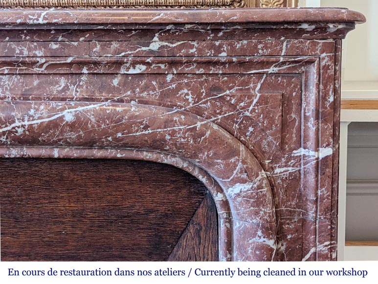 Louis XIV style mantel in Red marble from the North-3