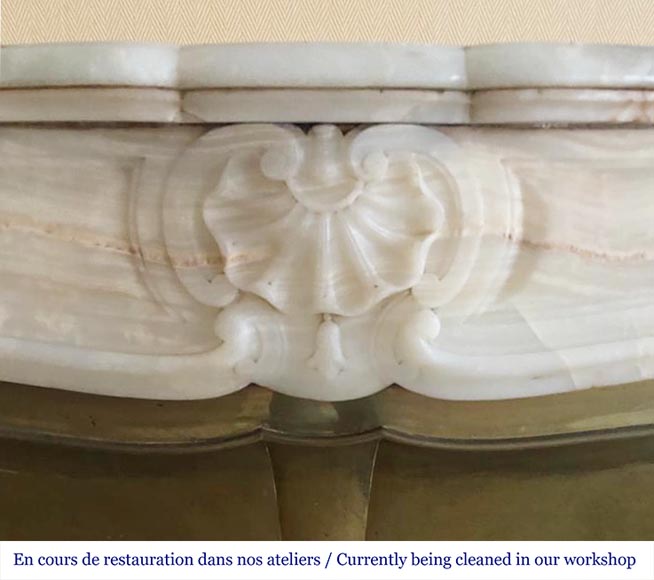 Louis XV style onyx mantel with three shells-1