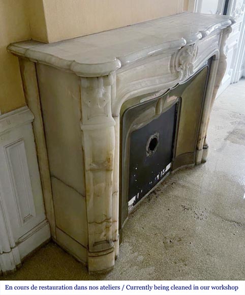 Louis XV style onyx mantel with three shells-2