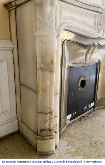 Louis XV style onyx mantel with three shells-4